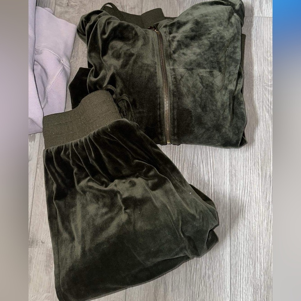 Green velour tracksuit